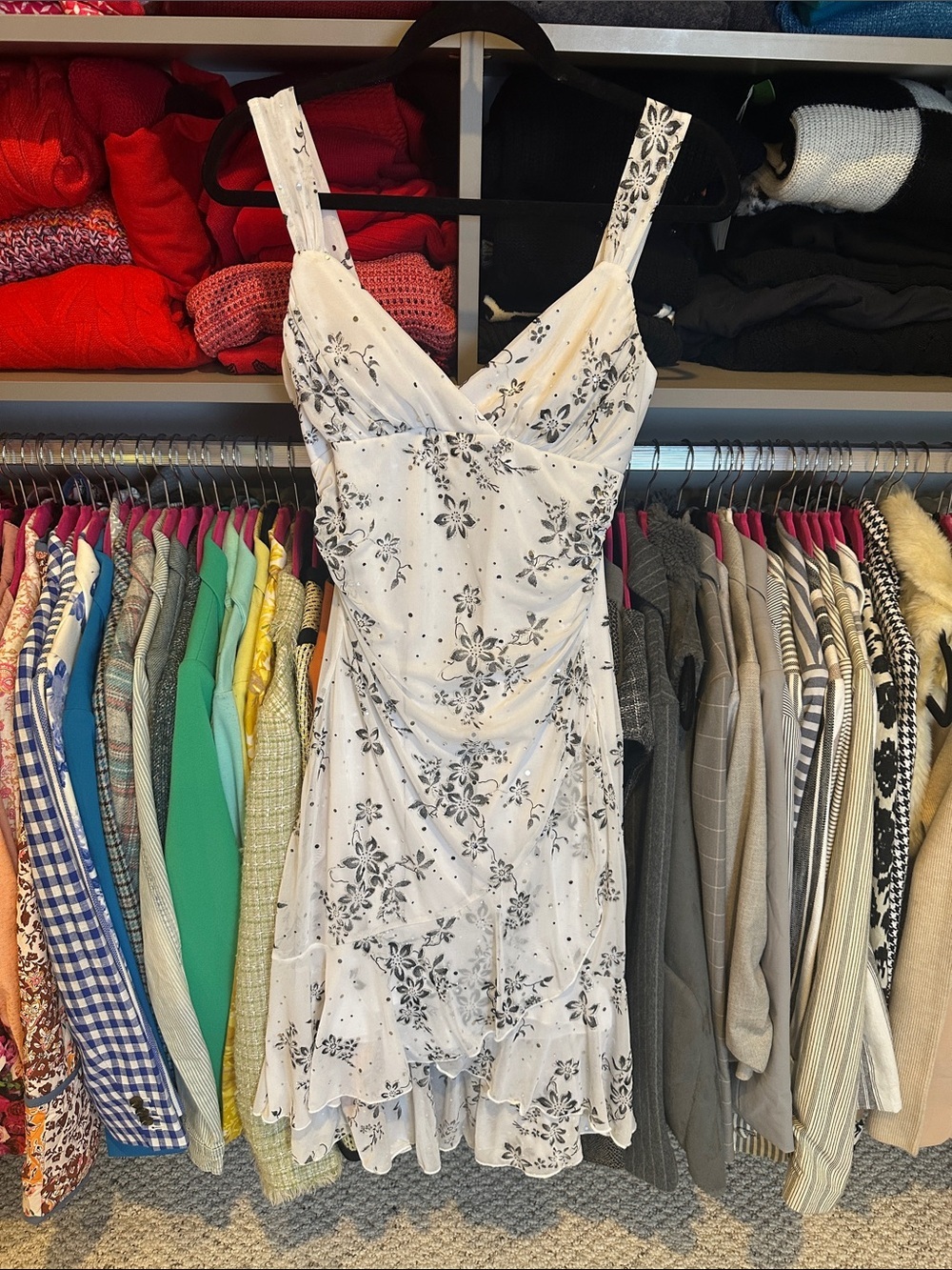 Vintage Y2K white silver sleeveless lined dress size L